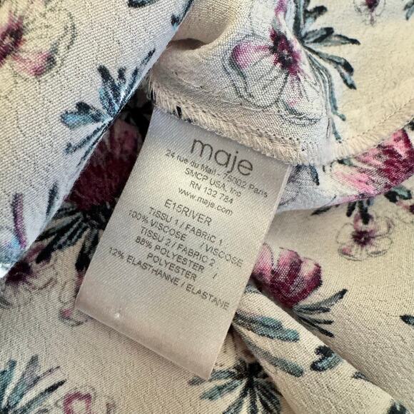 Maje River Optical Illusion Floral Short Sleeve Dress Small - Picture 11 of 16